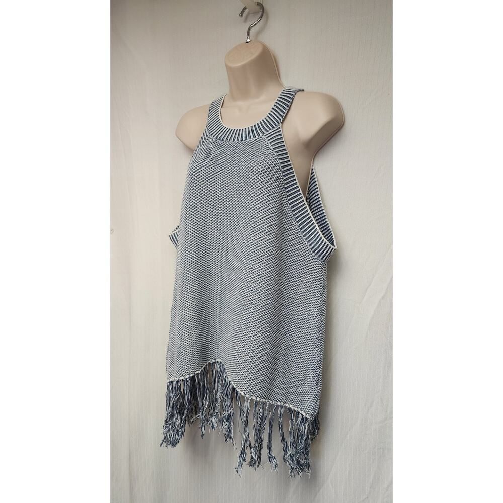 6th & Lane Bambado Fringe Crochet Tunic Sweater Top Blouse Color Blue Size 18/20 - Picture 5 of 10